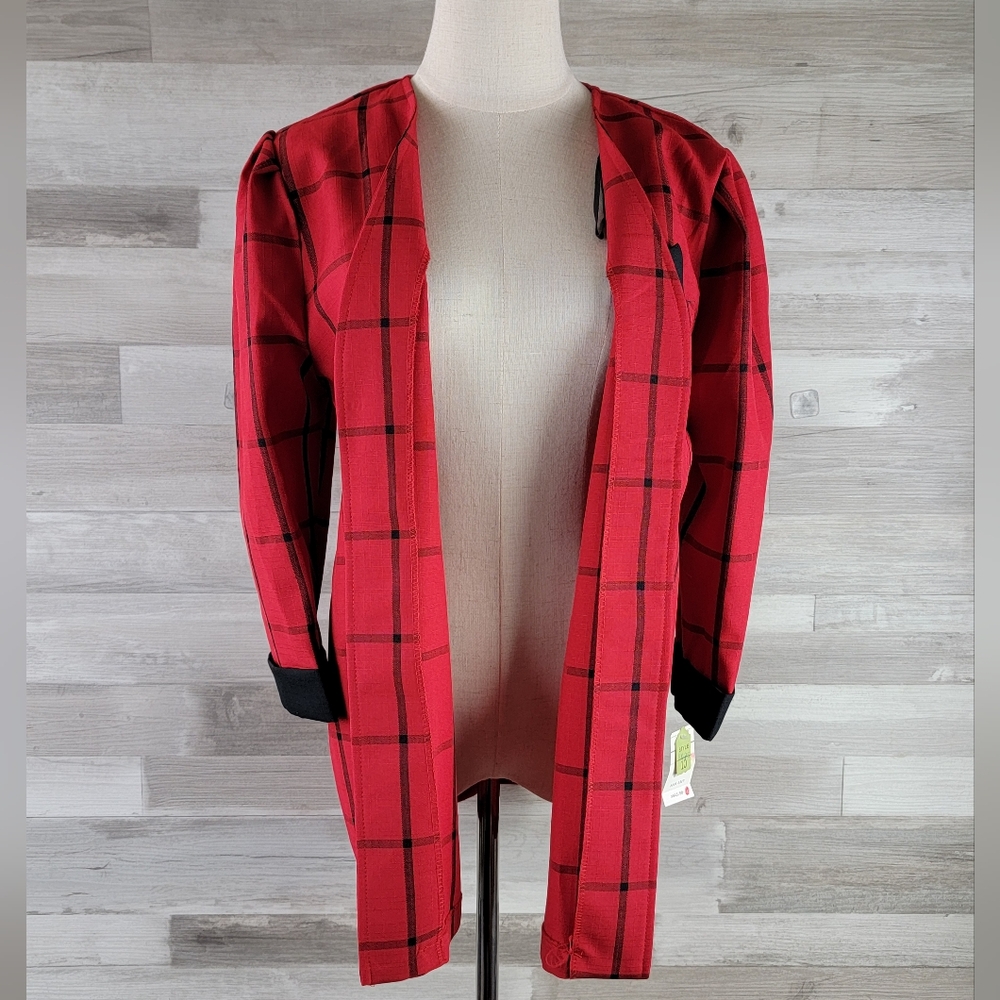 Vintage Whirlaway Frocks Open Plaid Blazer Women's Size 10P USA Made NWT - Picture 2 of 16